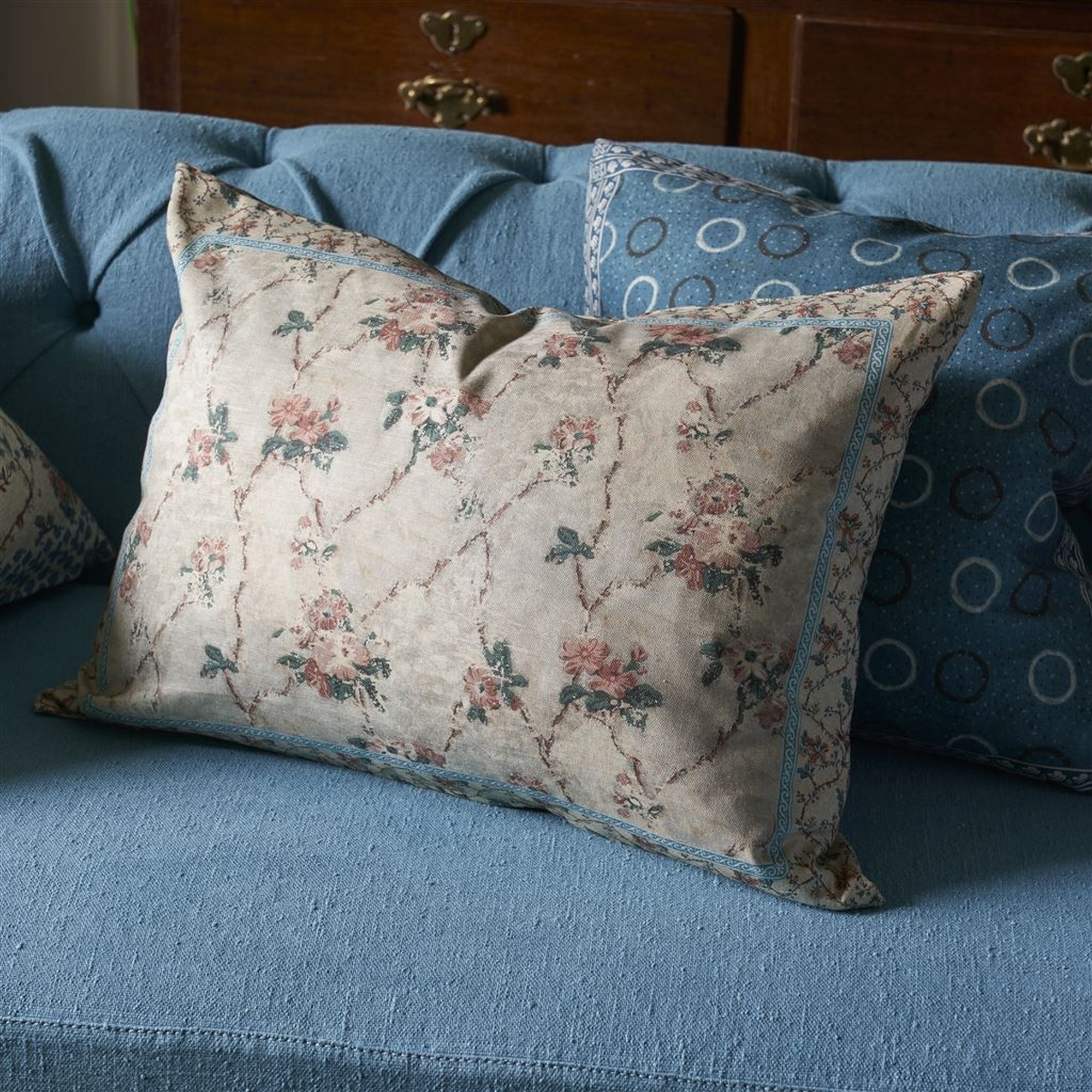 Vintage Floral Cushion In Linen By John Derian